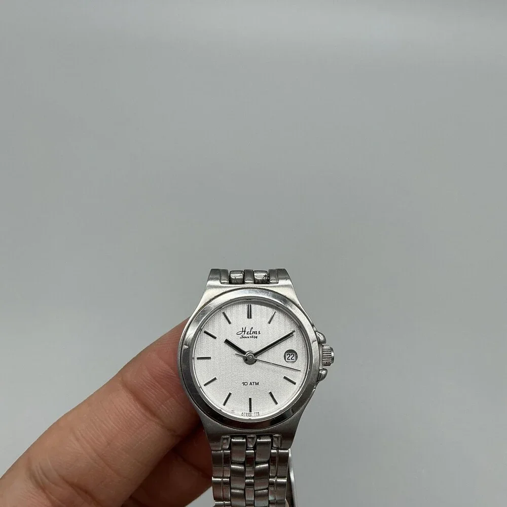 Helms Womens Watch 25mm Silver Tone Stainless 10 ATM Date New Battery 5.75